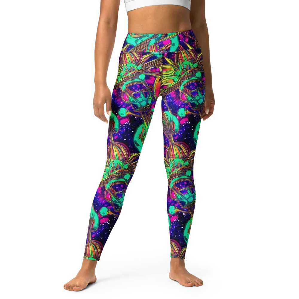 Neon Nebula Reef on Yoga Leggings — Front