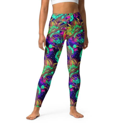 Neon Nebula Reef on a Yoga Leggings