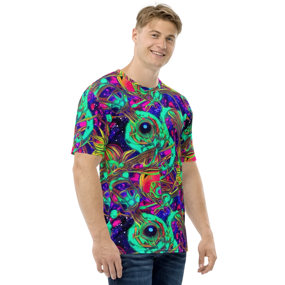 Neon Nebula Reef on Men's Crew Neck T-Shirt — Right