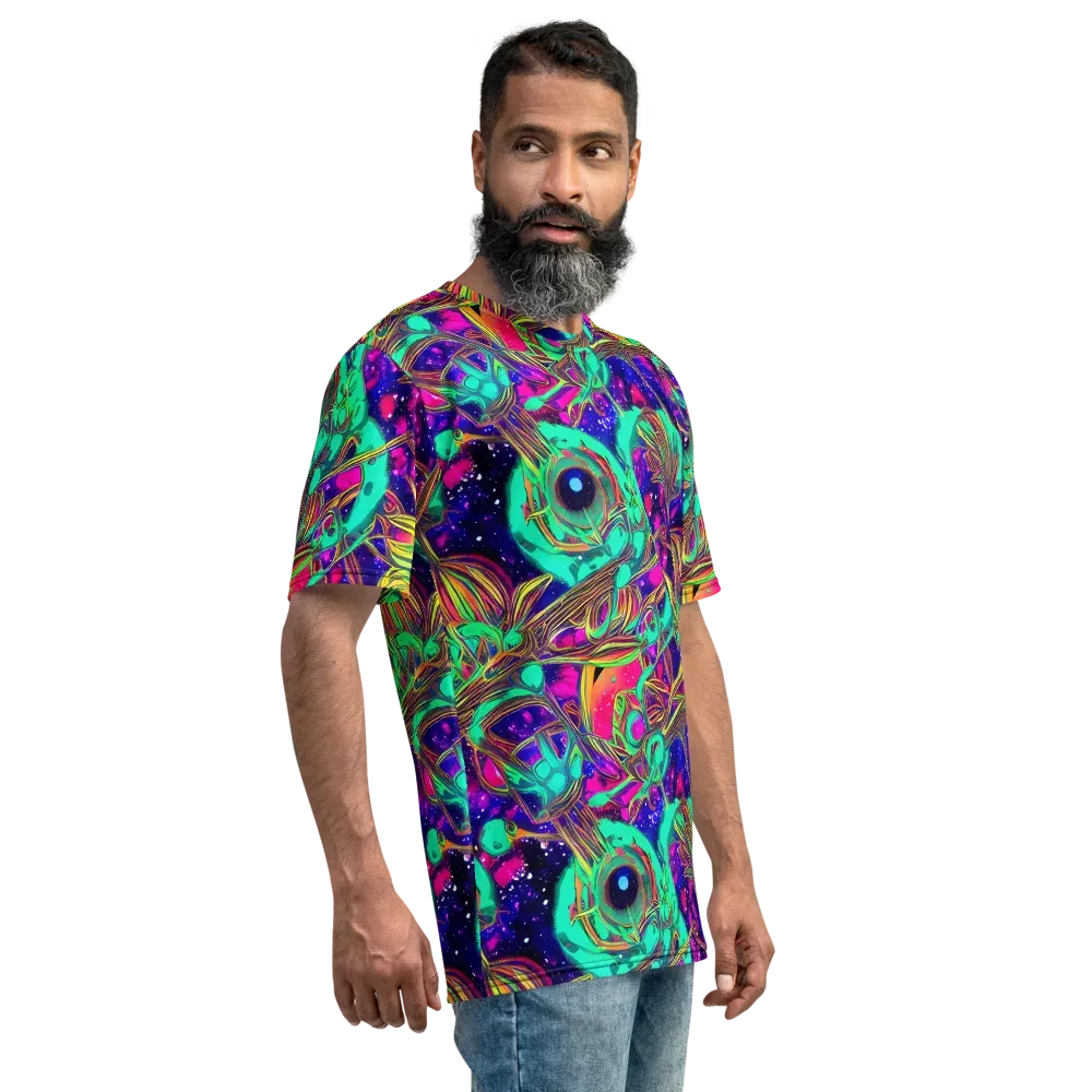 Neon Nebula Reef on Men's Crew Neck T-Shirt — Right