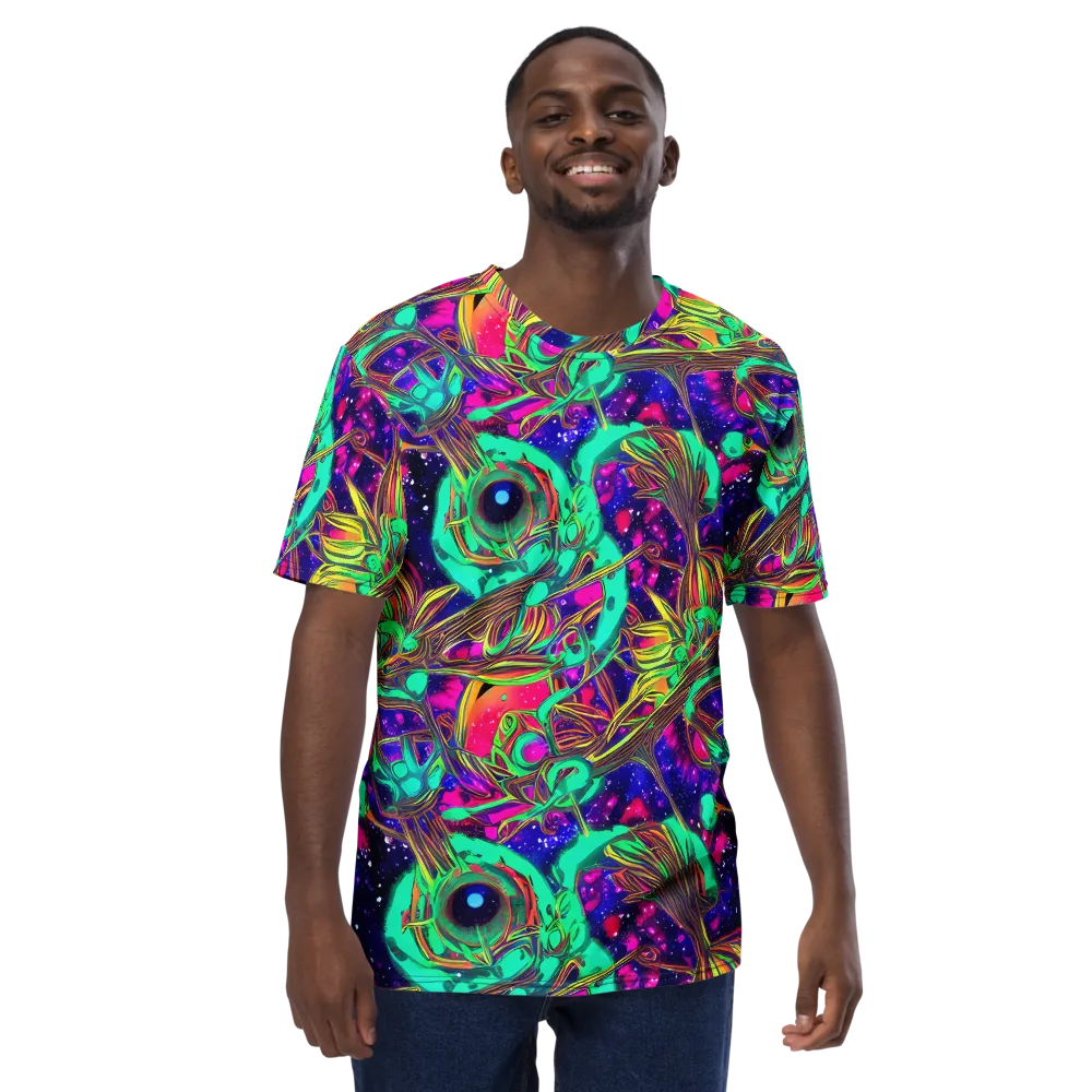Neon Nebula Reef on Men's Crew Neck T-Shirt — Front