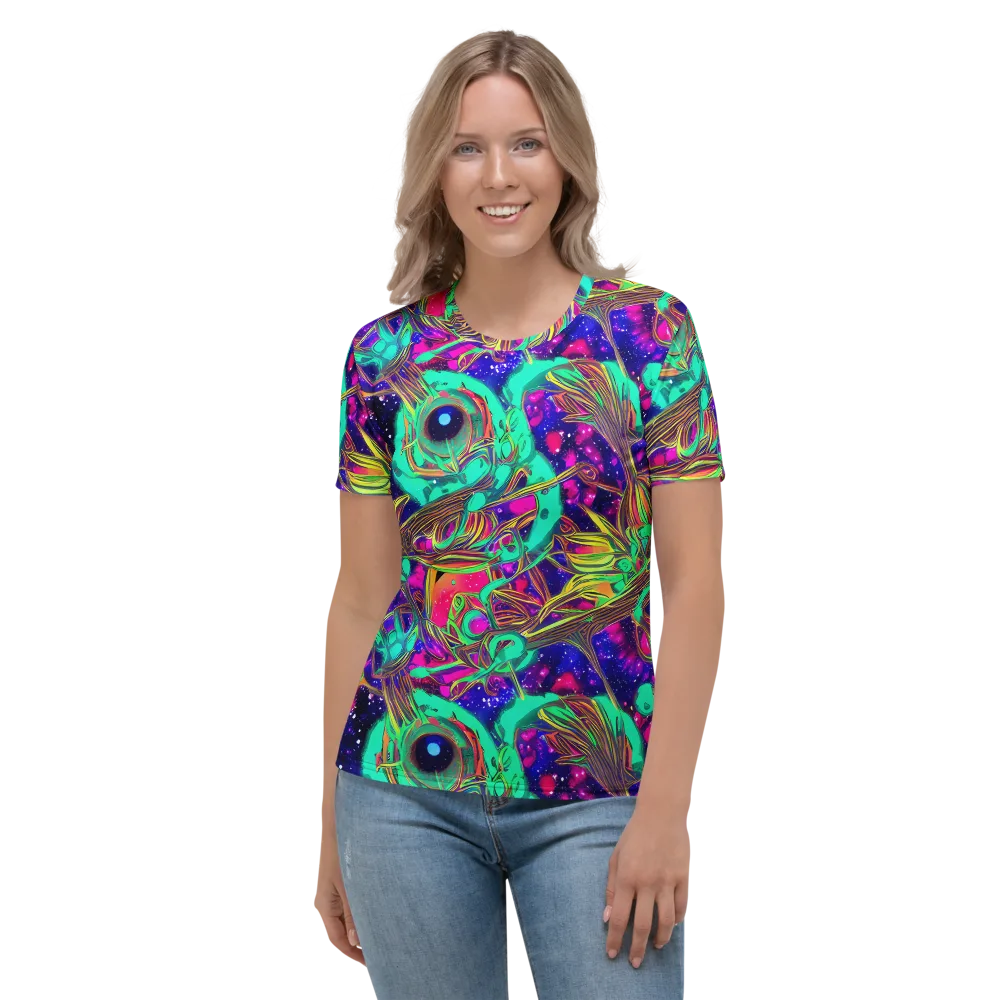 Neon Nebula Reef on Women's Crew Neck T-Shirt — Front