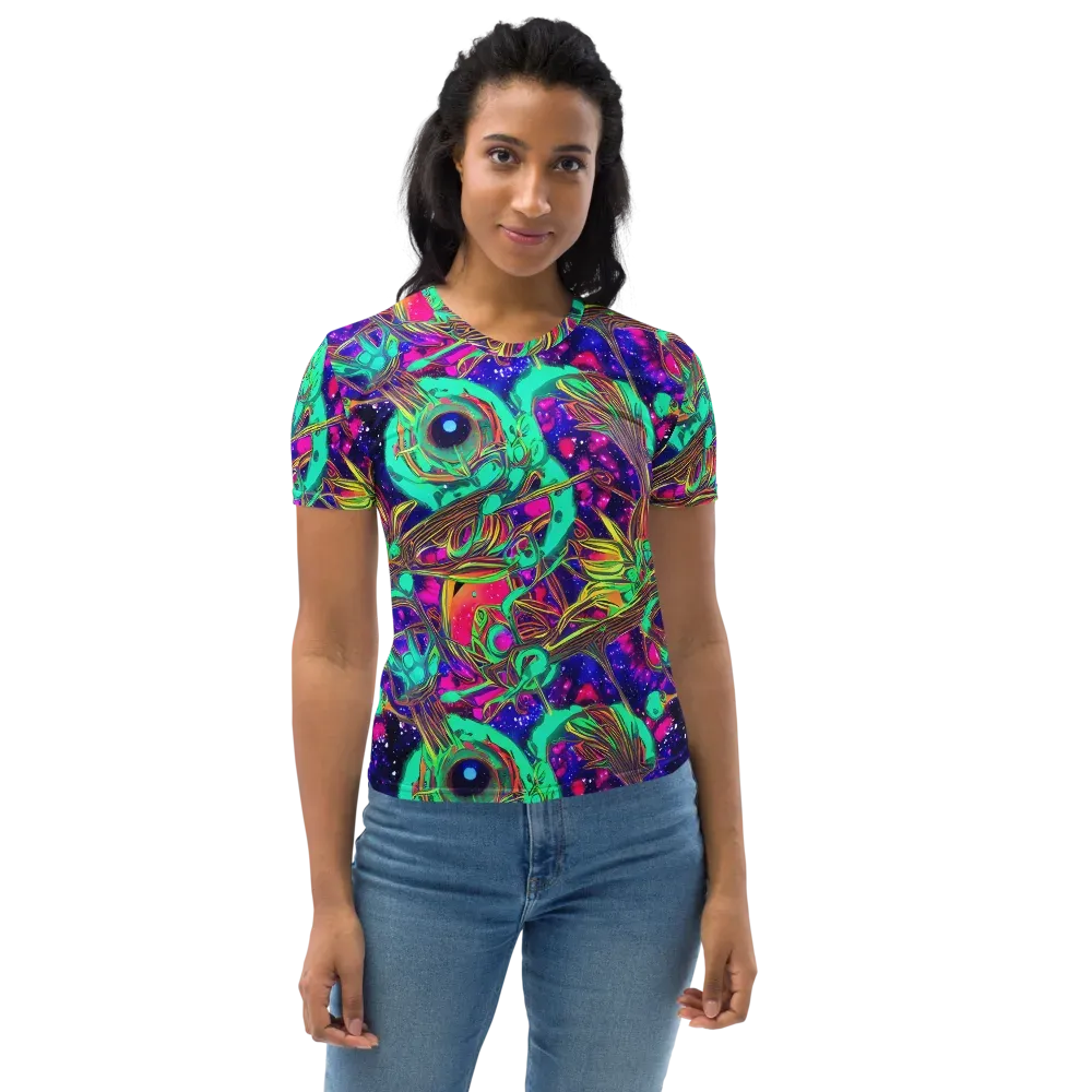 Neon Nebula Reef on Women's Crew Neck T-Shirt — Front