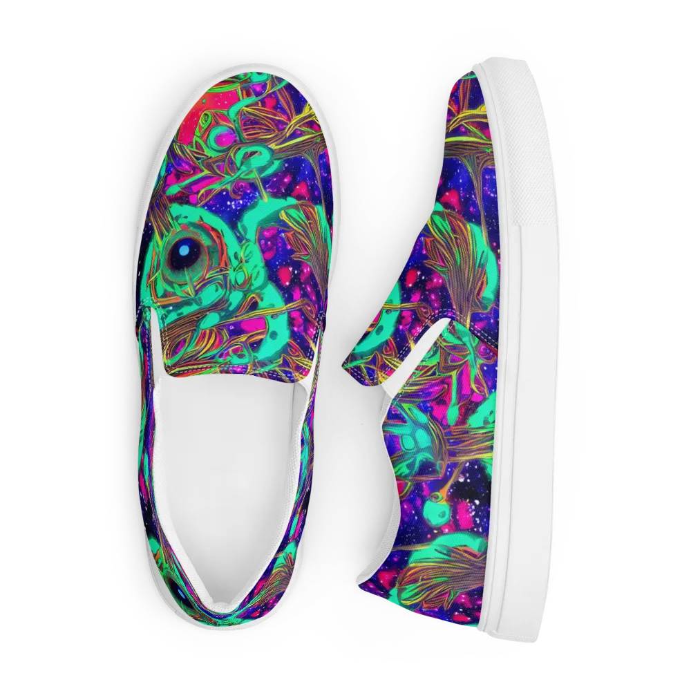 Neon Nebula Reef on Men's Slip-On Canvas Shoes — Front