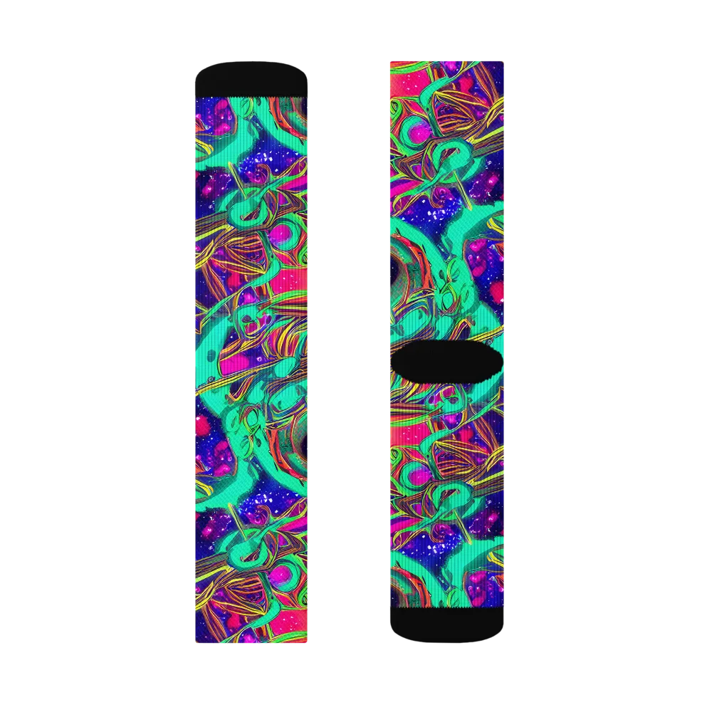 Neon Nebula Reef on Socks — Left Sock