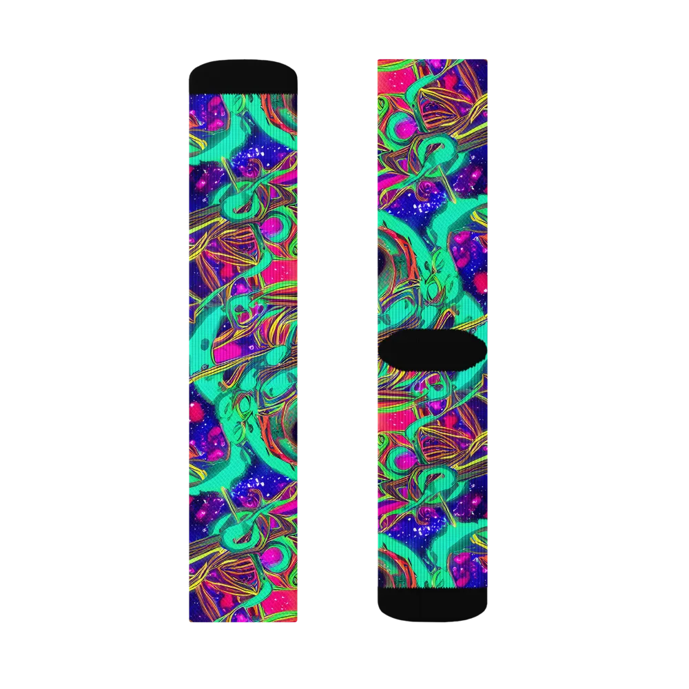 Neon Nebula Reef on Socks — Right Sock