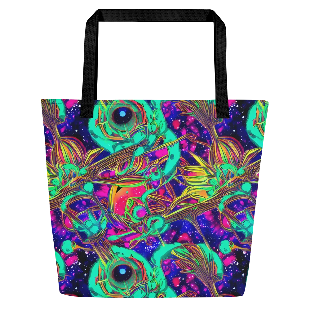 Neon Nebula Reef on Large Tote Bag W/ Pocket — Front