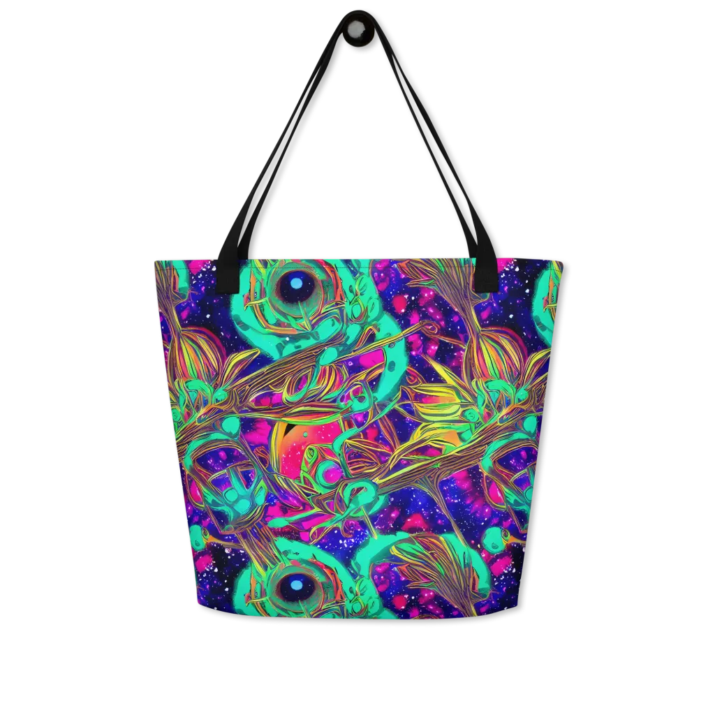 Neon Nebula Reef on Large Tote Bag W/ Pocket — Front