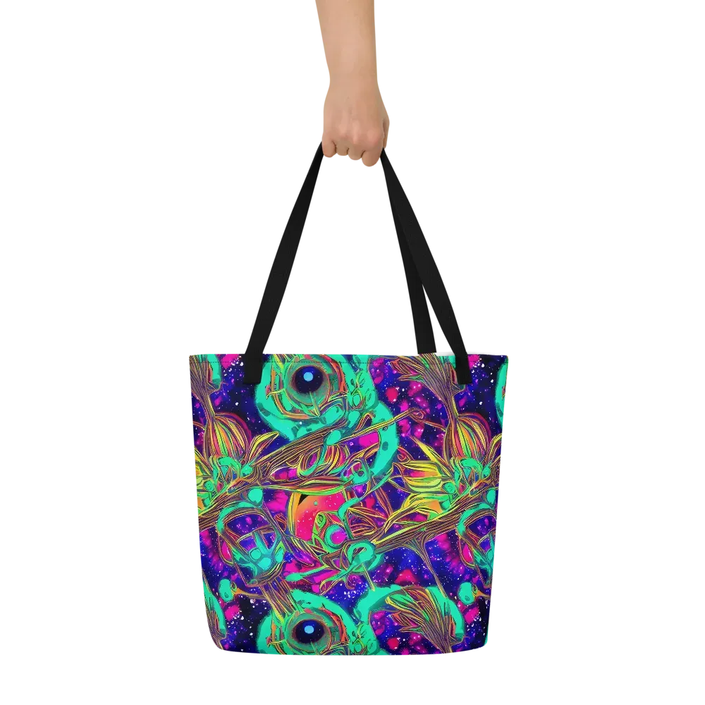 Neon Nebula Reef on Large Tote Bag W/ Pocket — Front