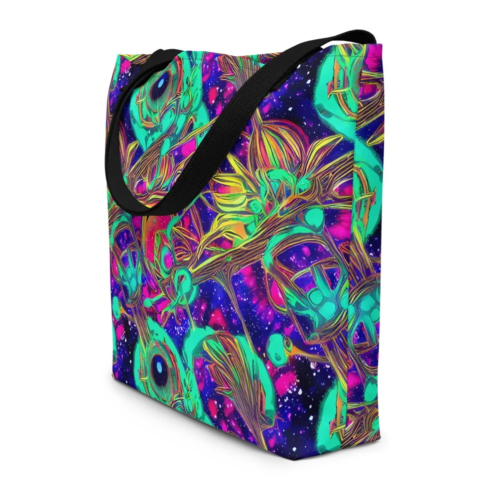 Neon Nebula Reef on Large Tote Bag W/ Pocket — Front