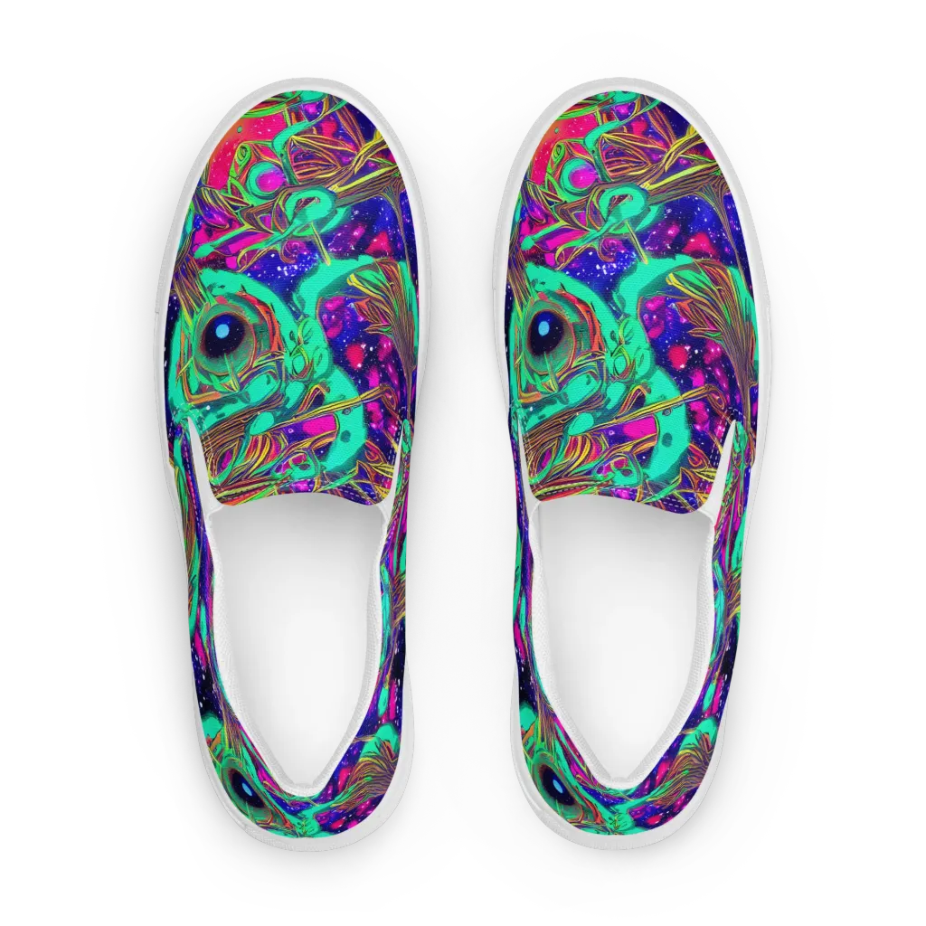 Neon Nebula Reef on Women's Slip-On Canvas Shoes — Front