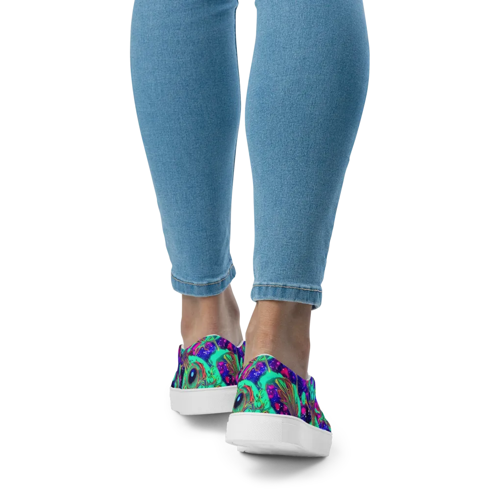 Neon Nebula Reef on Women's Slip-On Canvas Shoes — Back