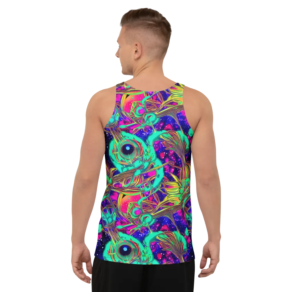 Neon Nebula Reef on Men's Tank Top — Back