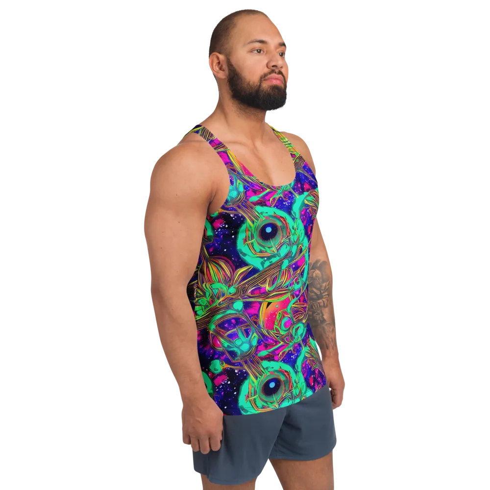 Neon Nebula Reef on Men's Tank Top — Right Front