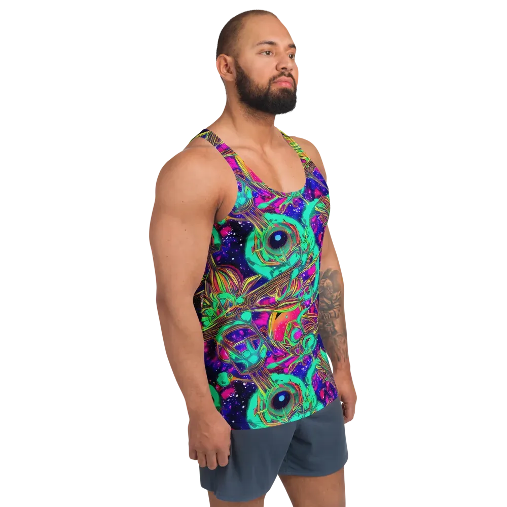 Neon Nebula Reef on Men's Tank Top — Right Front