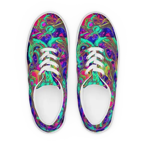 Neon Nebula Reef on a Men's Lace-Up Canvas Shoes