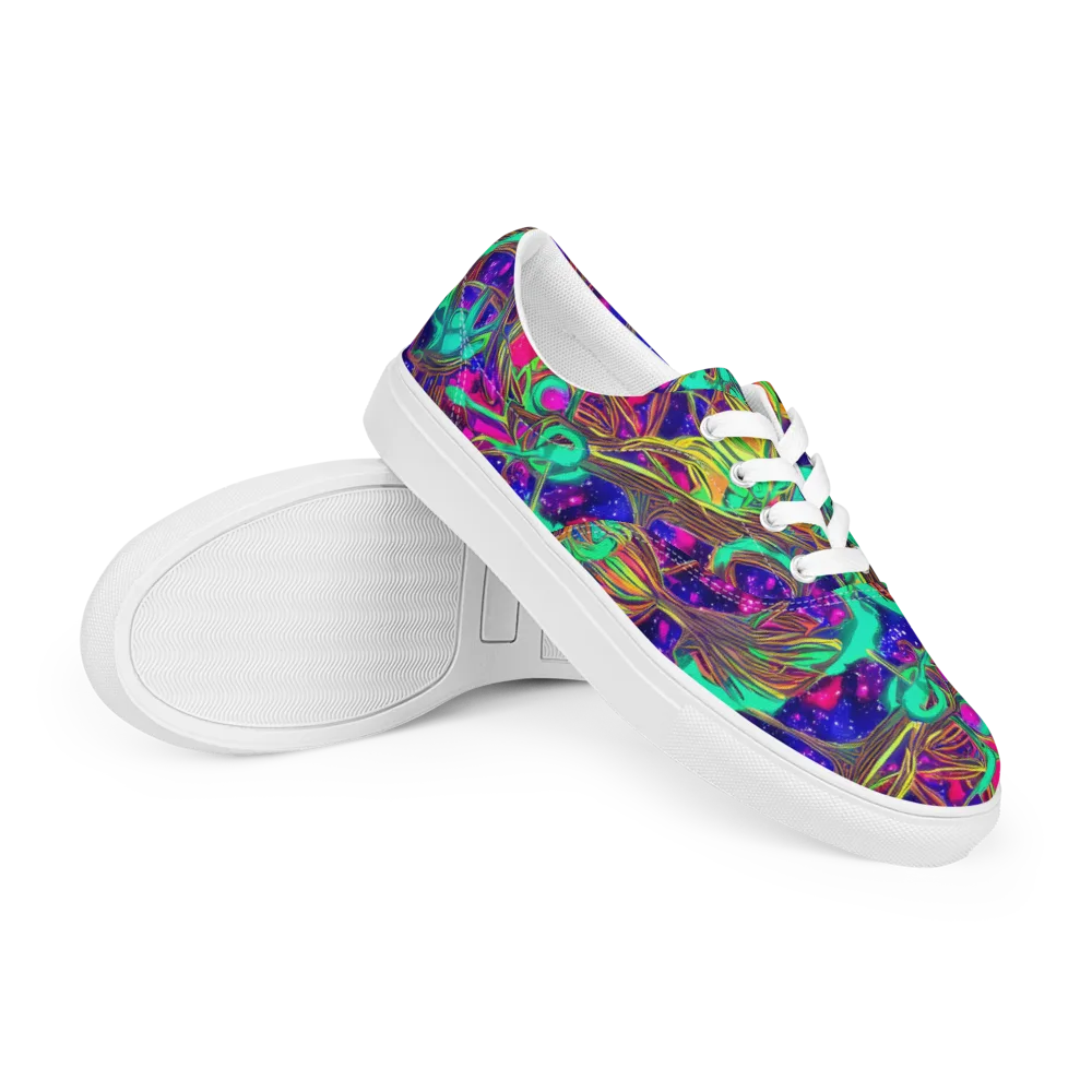 Neon Nebula Reef on Men's Lace-Up Canvas Shoes — Right Front