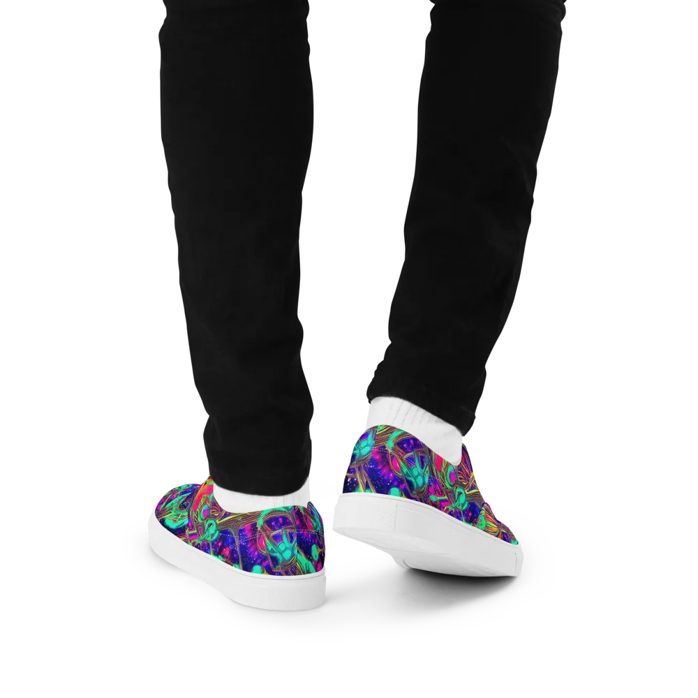 Neon Nebula Reef on Men's Lace-Up Canvas Shoes — Back