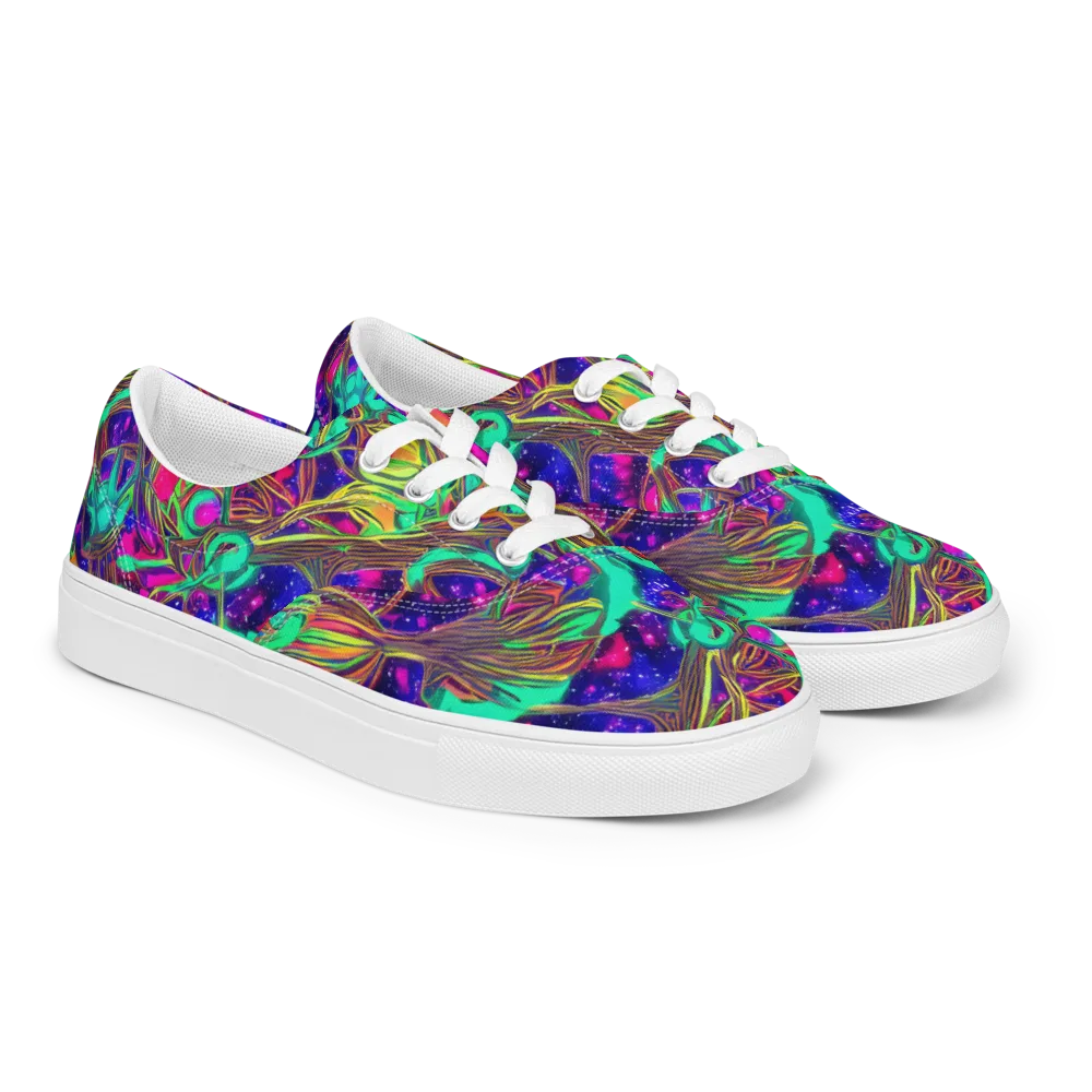 Neon Nebula Reef on Men's Lace-Up Canvas Shoes — Right Front
