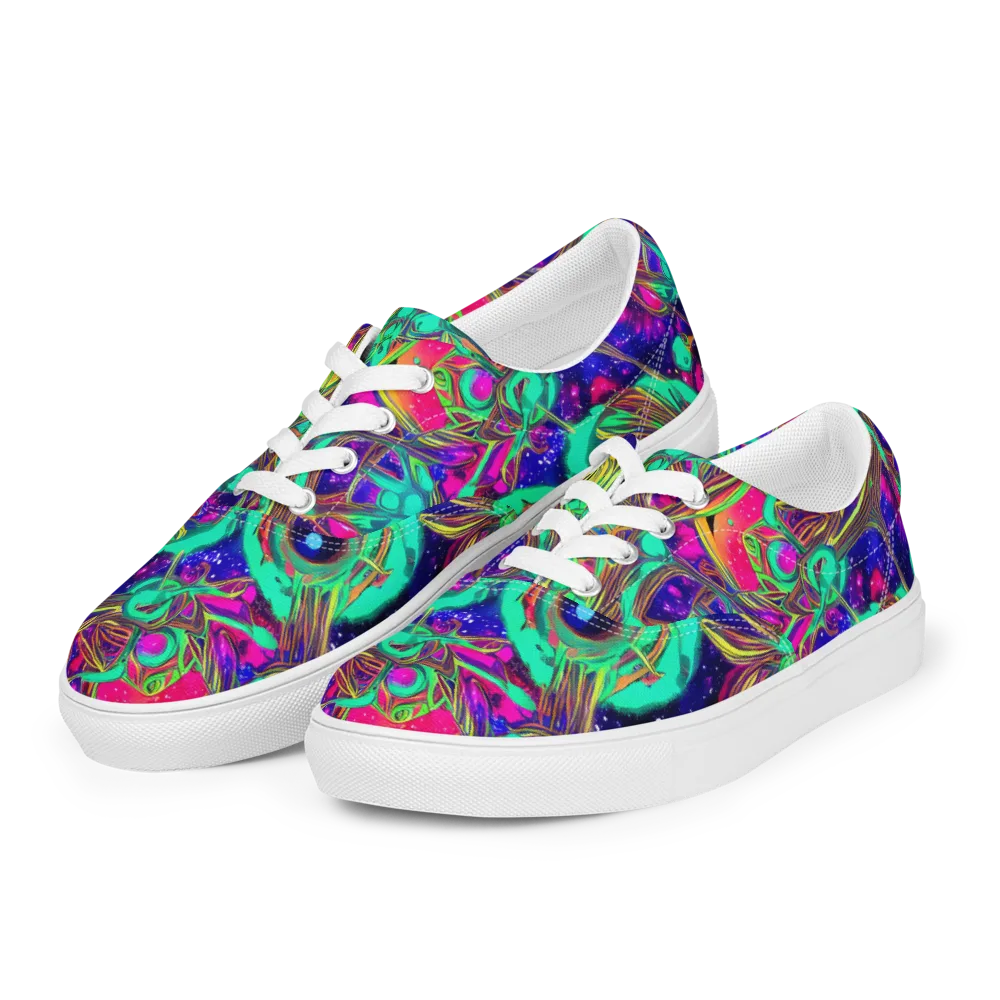Neon Nebula Reef on Men's Lace-Up Canvas Shoes — Left Front