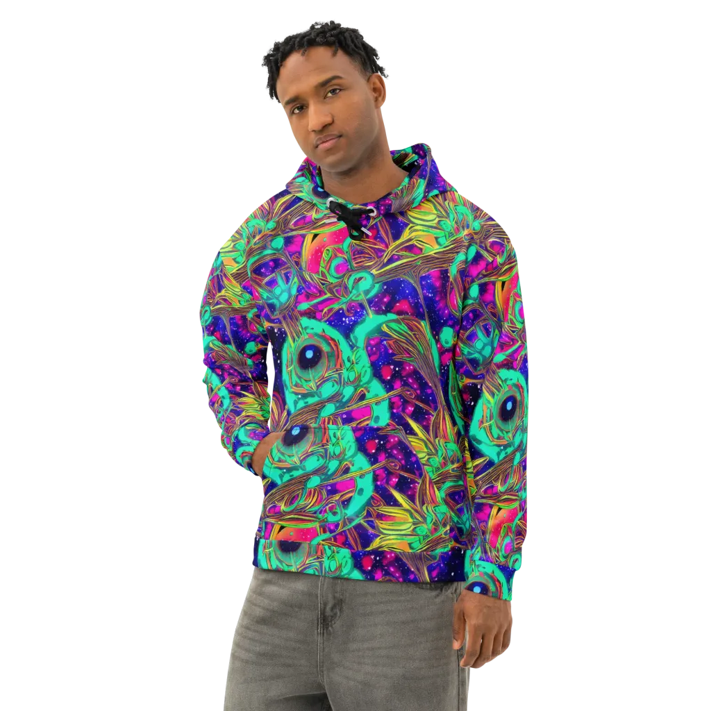 Neon Nebula Reef on Cotton Hoodie — Left Front