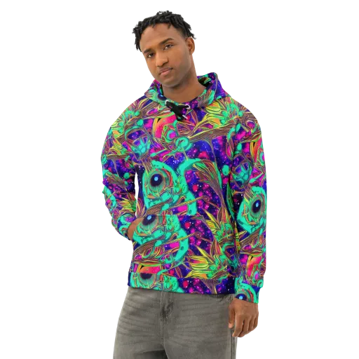 Neon Nebula Reef on a Cotton Hoodie