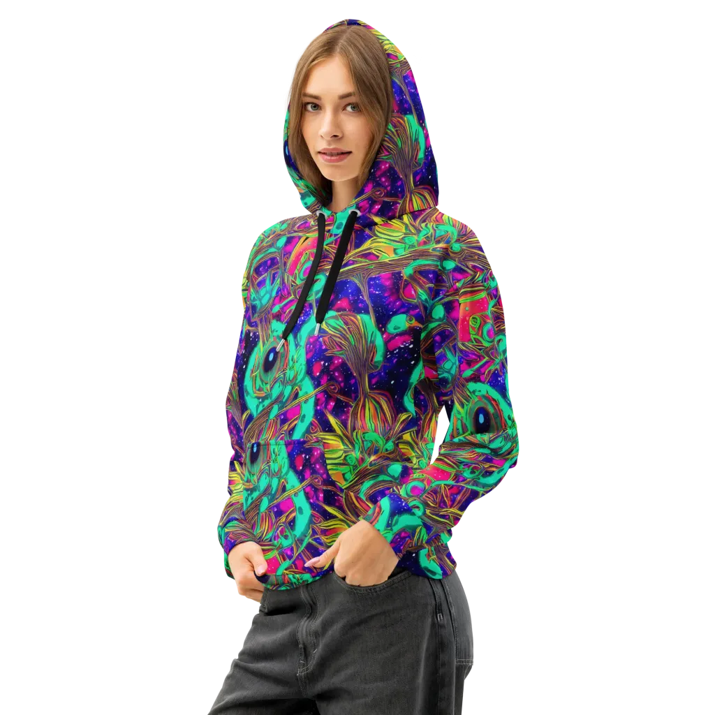 Neon Nebula Reef on Cotton Hoodie — Left Front