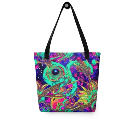 Neon Nebula Reef on a Tote Bag