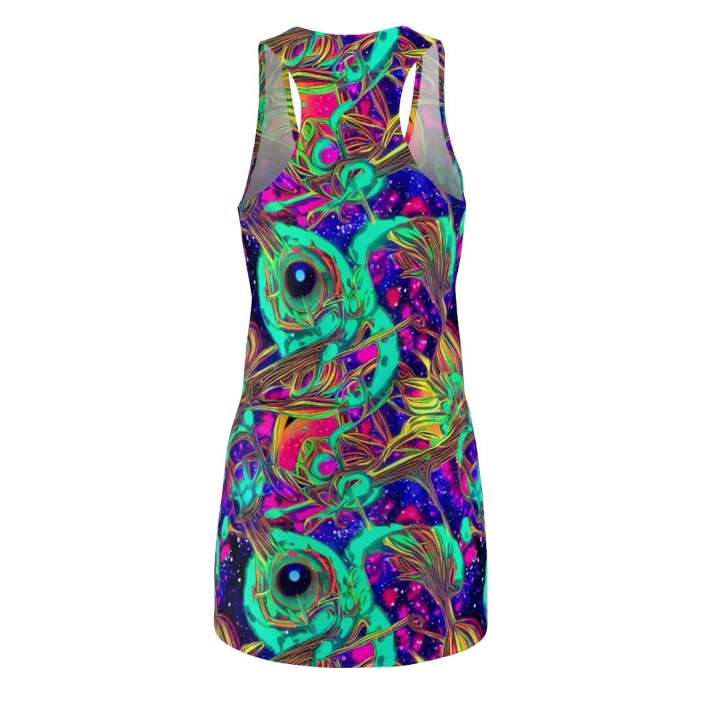 Neon Nebula Reef on Racerback Dress — Back