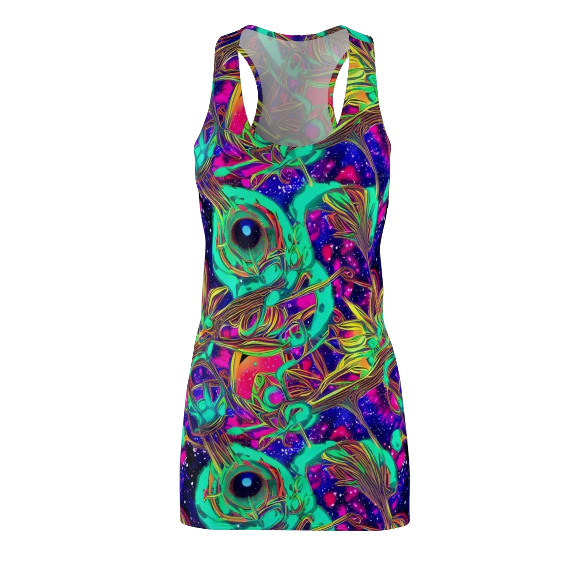 Neon Nebula Reef on Racerback Dress — Front