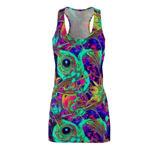 Neon Nebula Reef on a Racerback Dress