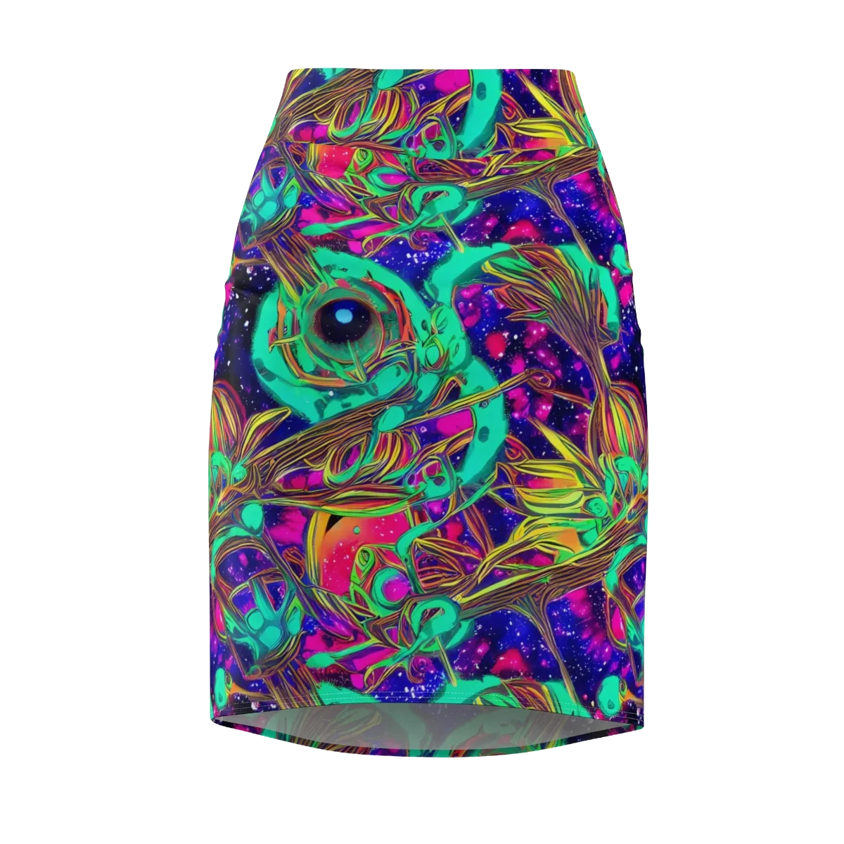 Neon Nebula Reef on Pencil Skirt — Front
