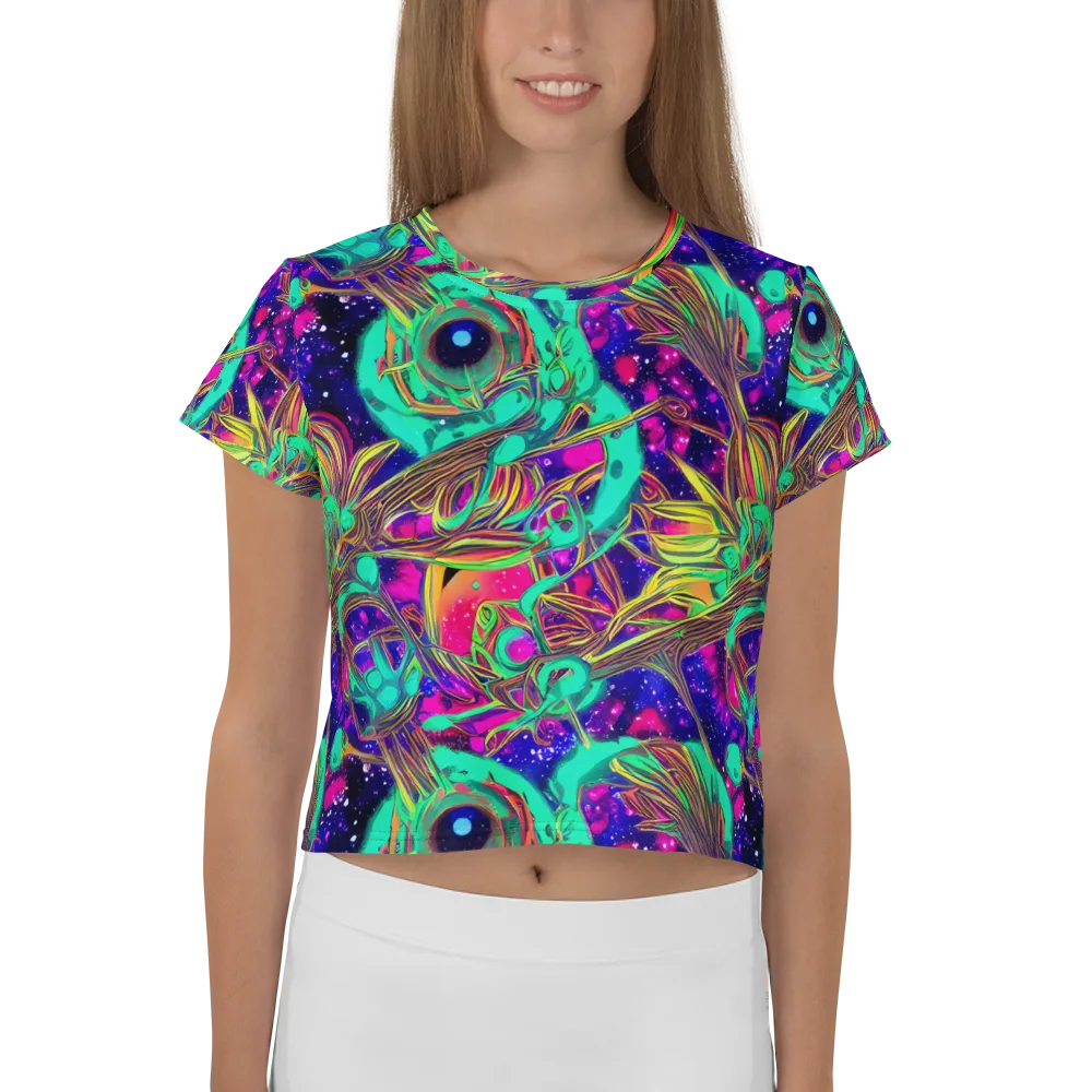 Neon Nebula Reef on Crop Tee — Front