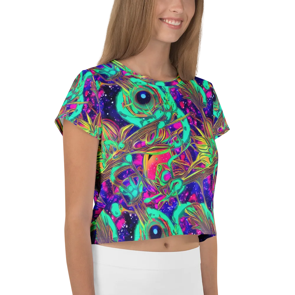 Neon Nebula Reef on Crop Tee — Right