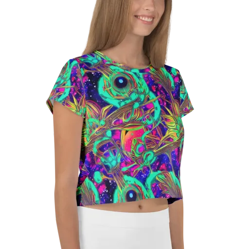 Neon Nebula Reef on a Crop Tee