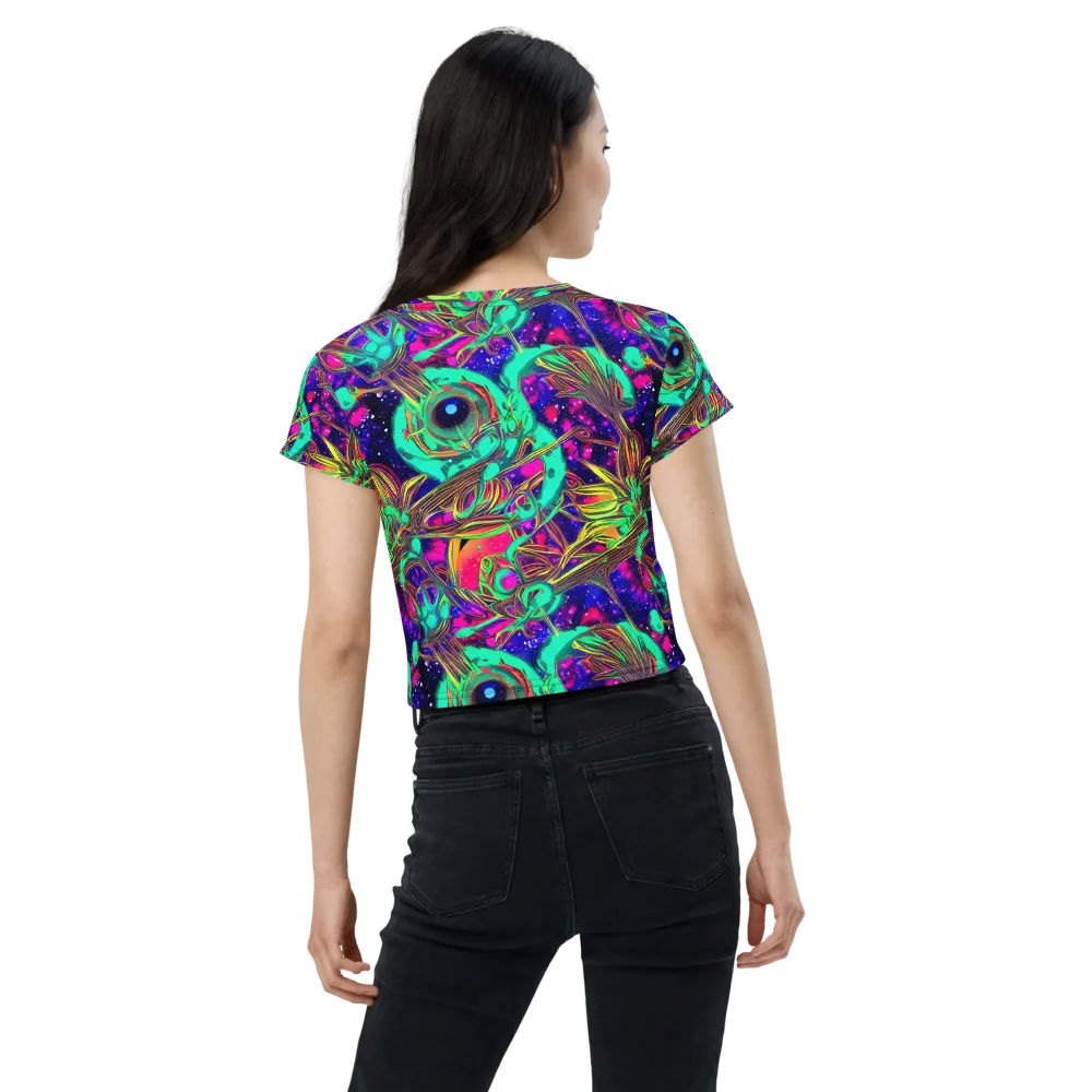 Neon Nebula Reef on Crop Tee — Back