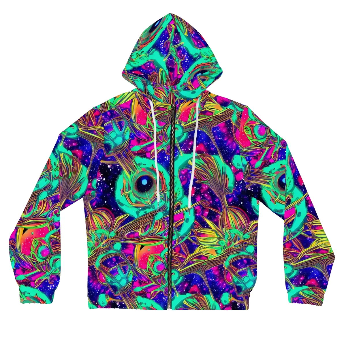 Neon Nebula Reef on Women's Full-Zip Hoodie — Front
