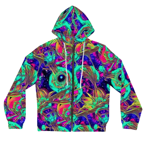 Neon Nebula Reef on a Women's Full-Zip Hoodie