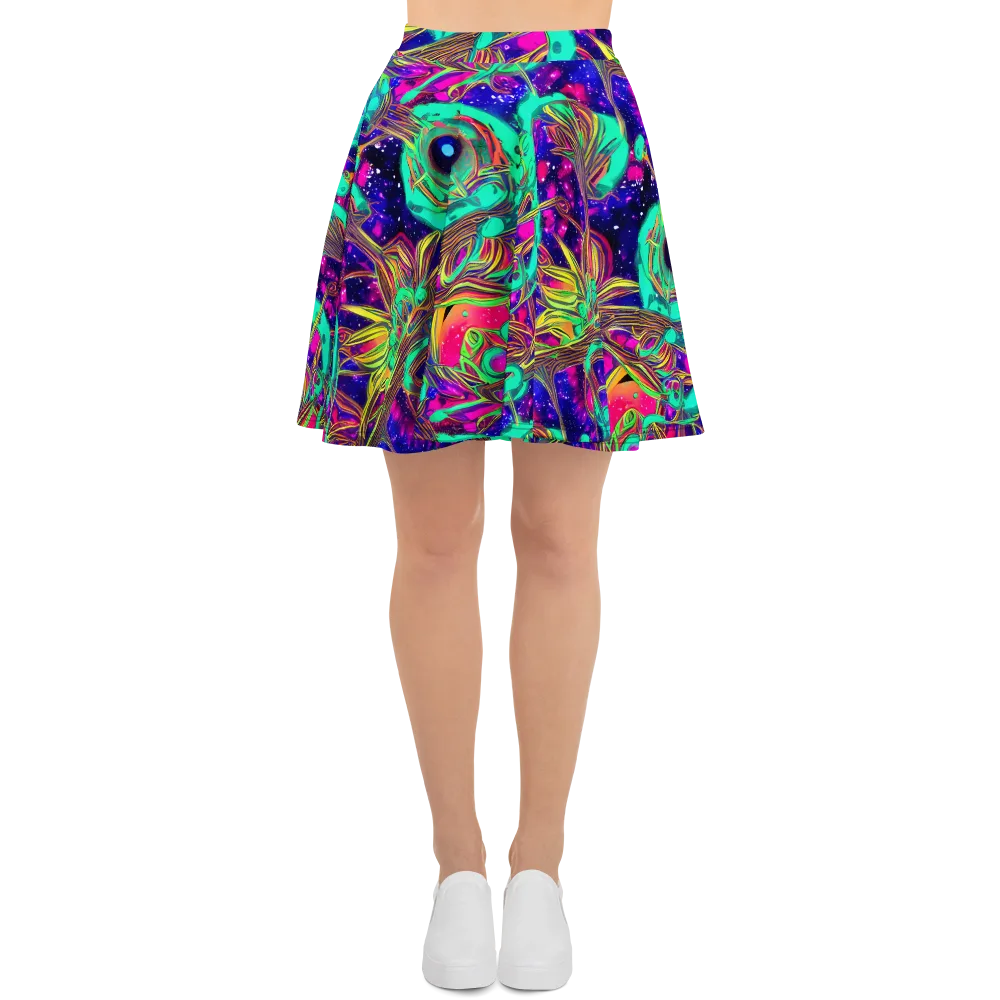 Neon Nebula Reef on Skater Skirt — Front