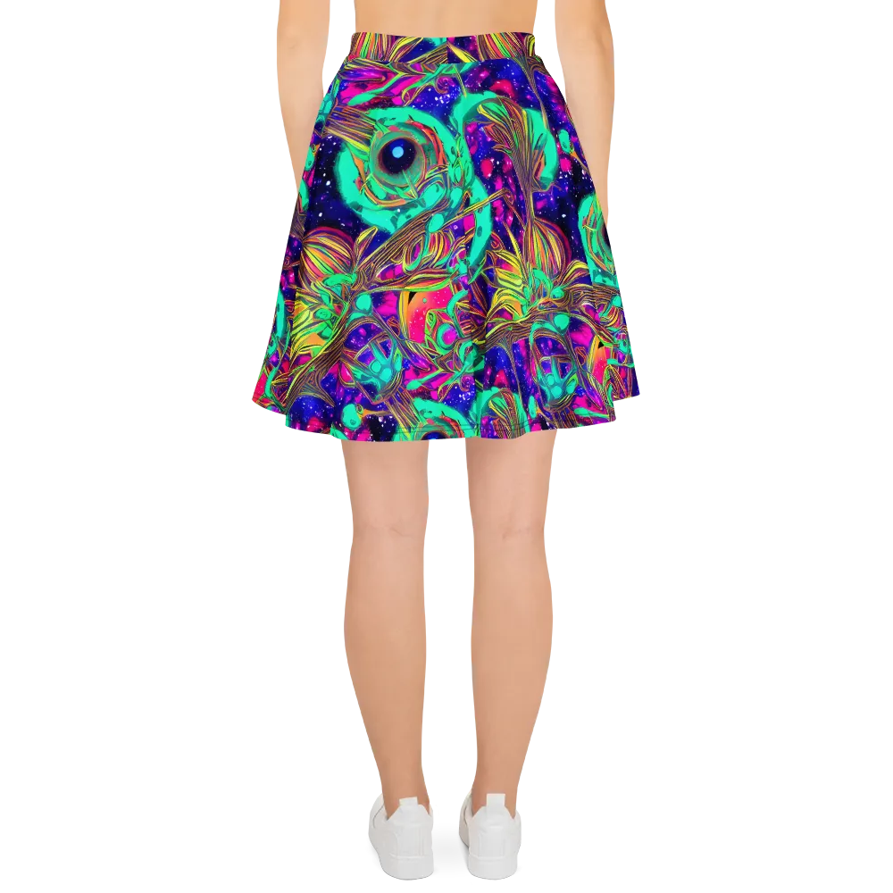 Neon Nebula Reef on Skater Skirt — Back