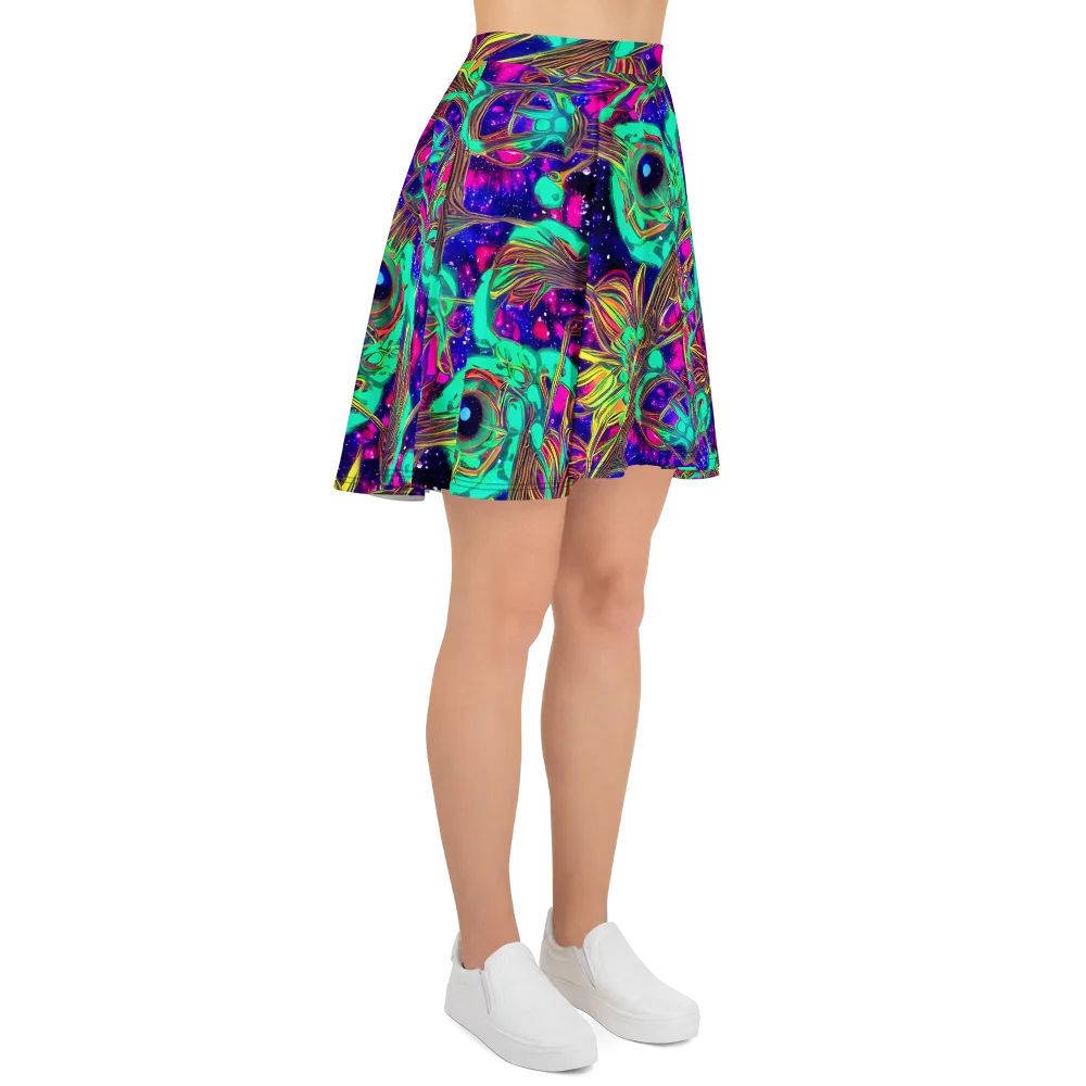 Neon Nebula Reef on Skater Skirt — Right