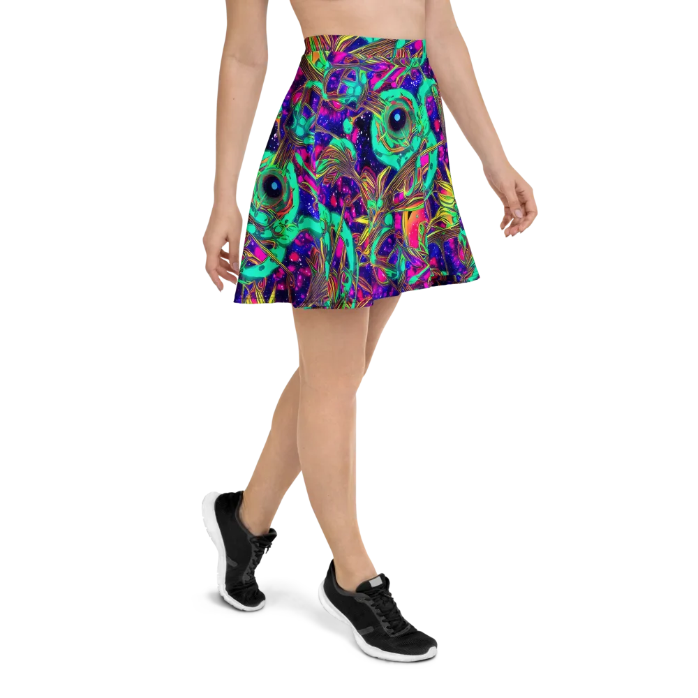 Neon Nebula Reef on Skater Skirt — Right