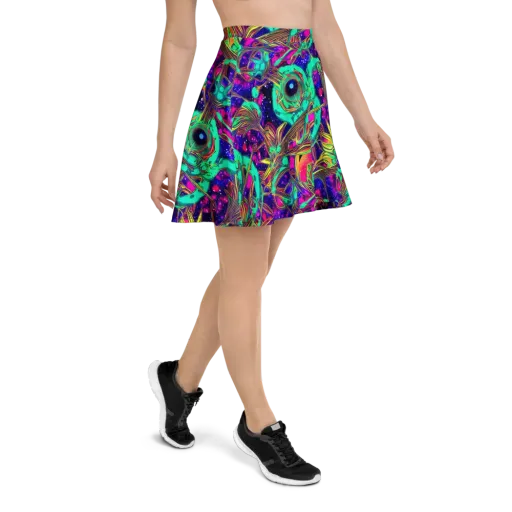 Neon Nebula Reef on a Skater Skirt