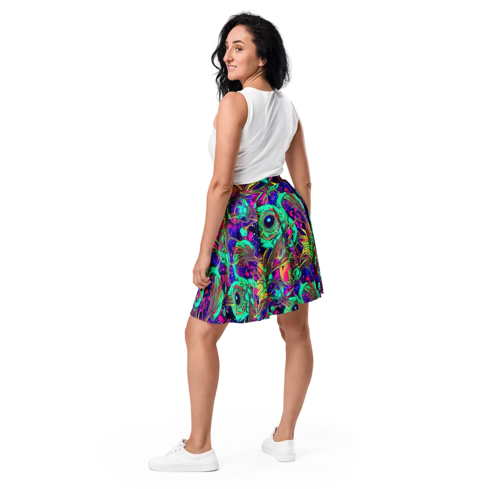 Neon Nebula Reef on Skater Skirt — Back