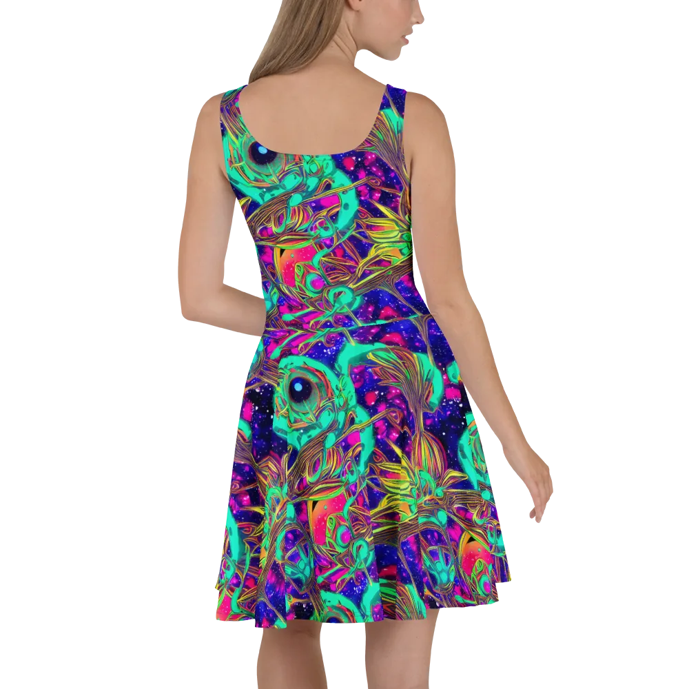 Neon Nebula Reef on Skater Dress — Back