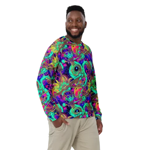 Neon Nebula Reef on a Sweatshirt