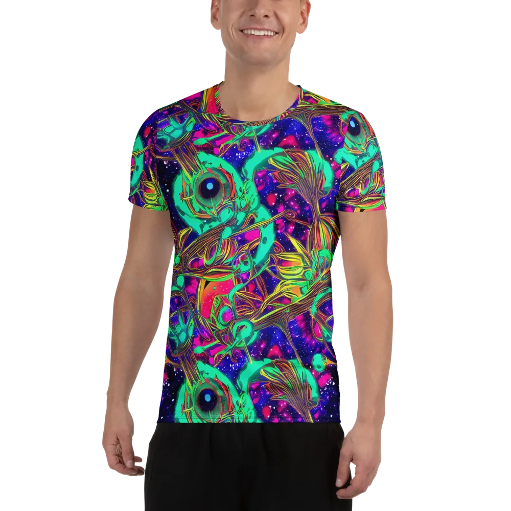 Neon Nebula Reef on Men's Athletic T-Shirt — Front