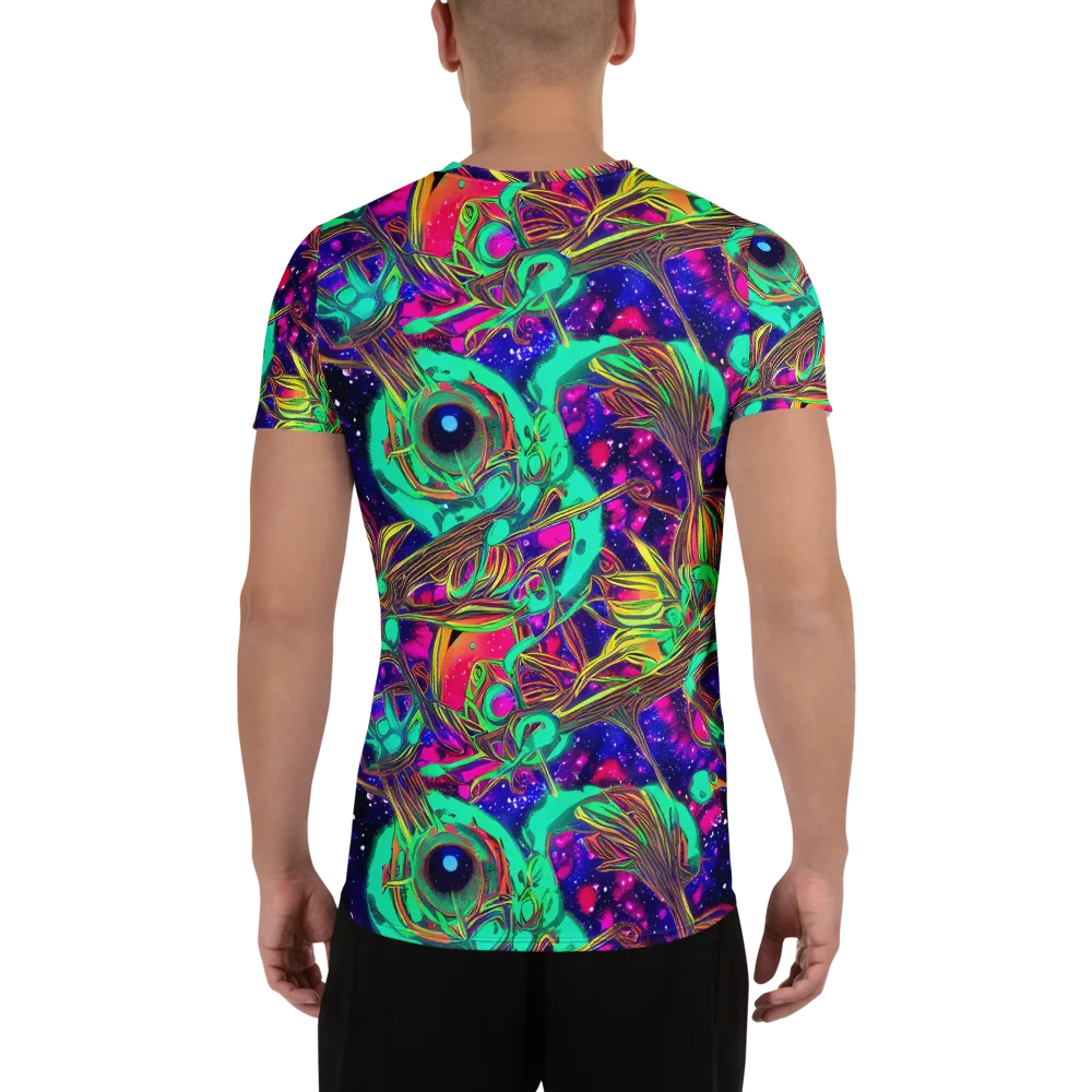 Neon Nebula Reef on Men's Athletic T-Shirt — Back
