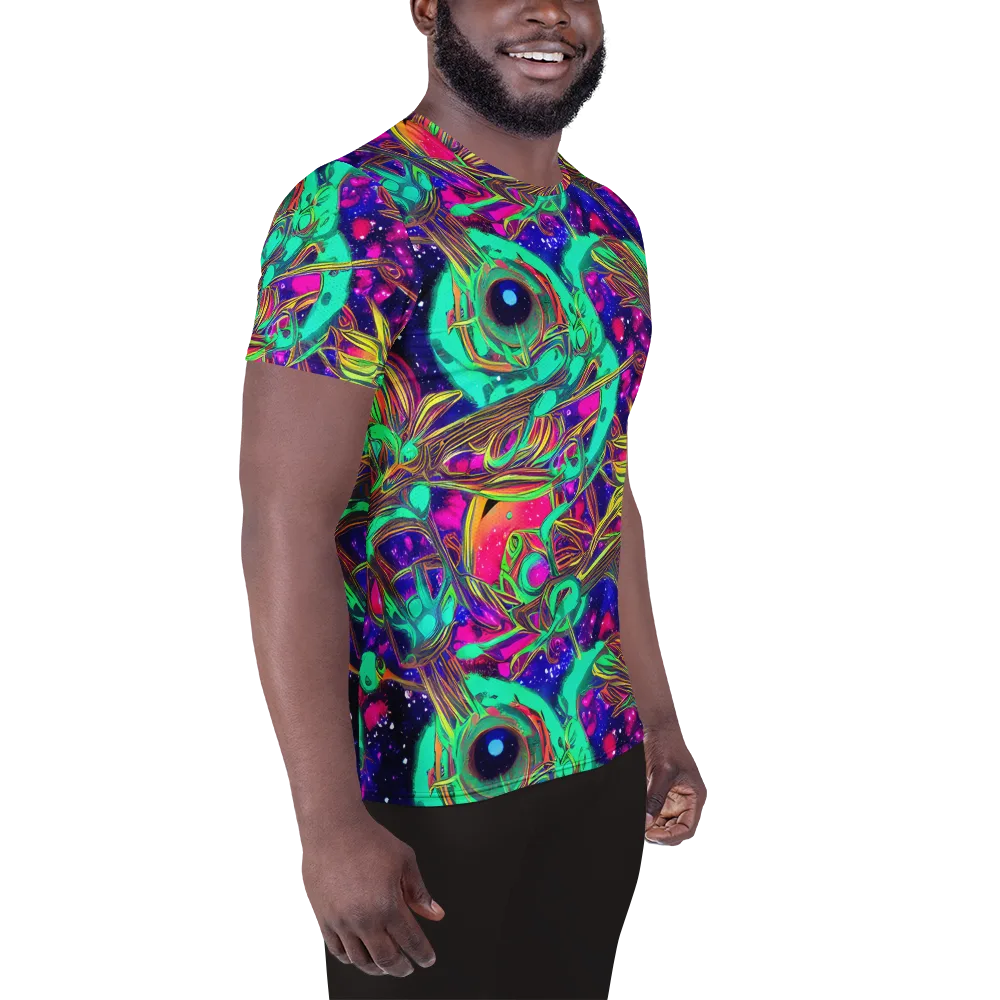 Neon Nebula Reef on Men's Athletic T-Shirt — Right