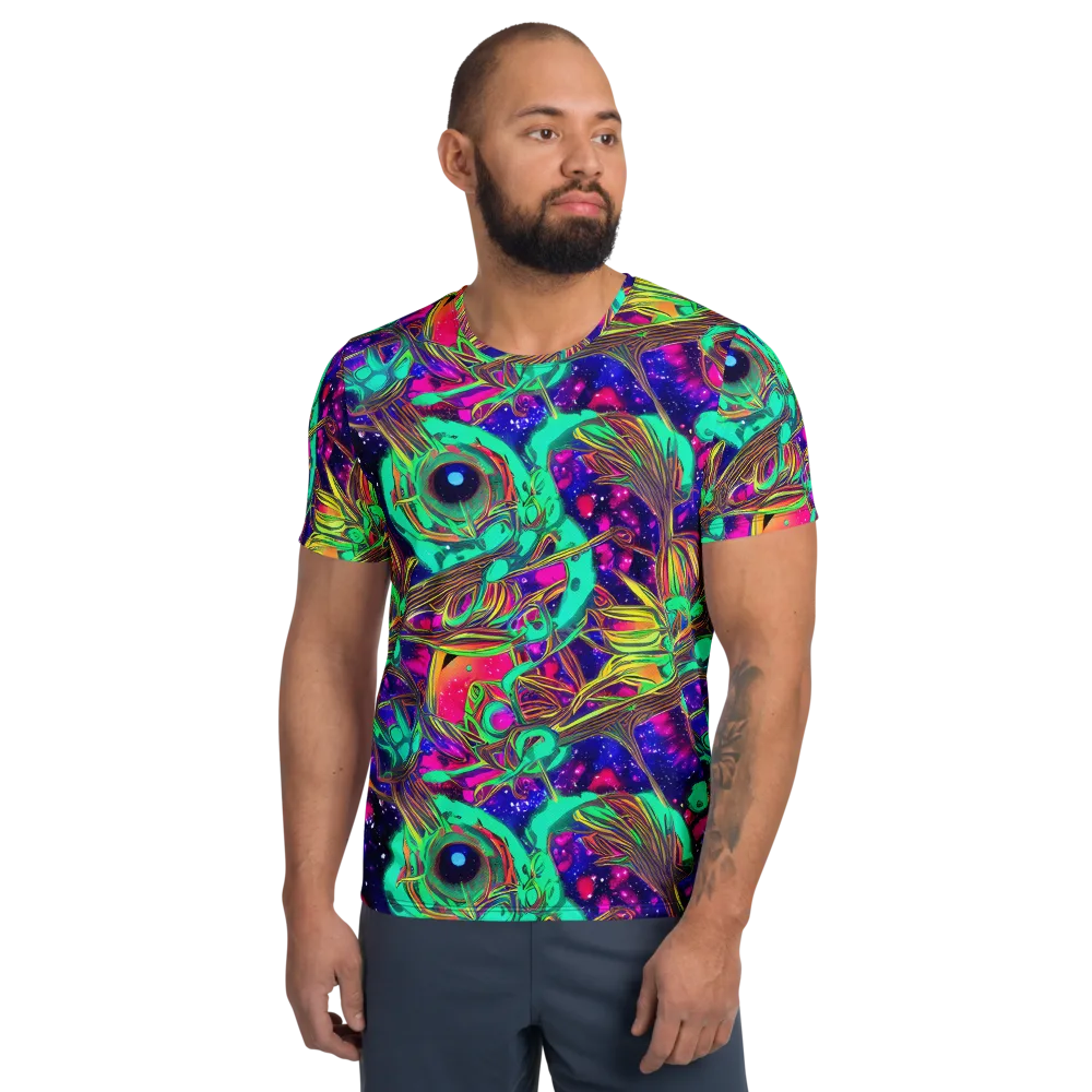 Neon Nebula Reef on Men's Athletic T-Shirt — Front